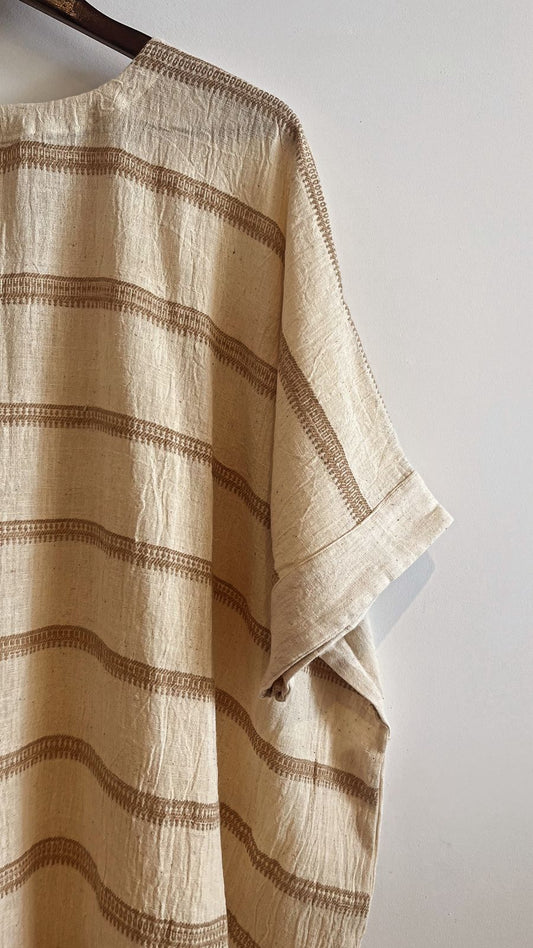 Shiloh Warm Beige Dress hand-woven organic cotton warm beige relaxed fit
