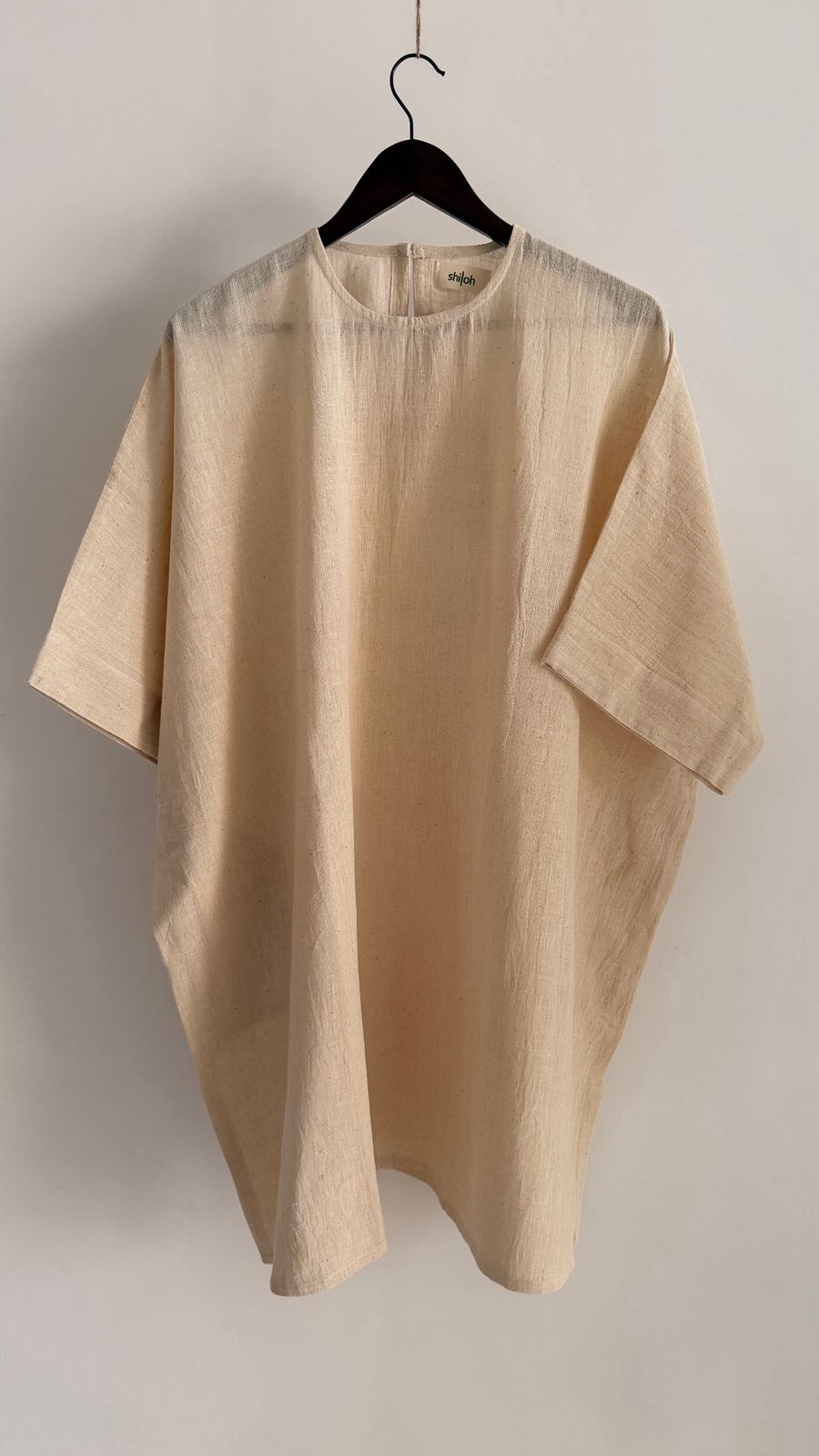 Cedar dress in Greige – relaxed silhouette handwoven cotton dress.